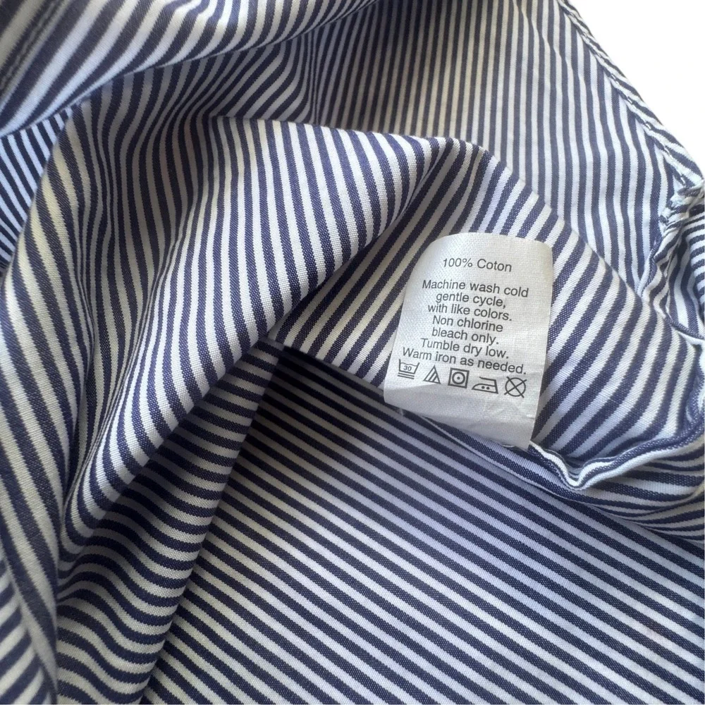 J Crew Striped Button Front Tunic Shirt Womens XXS Blue White Cotton Nautical